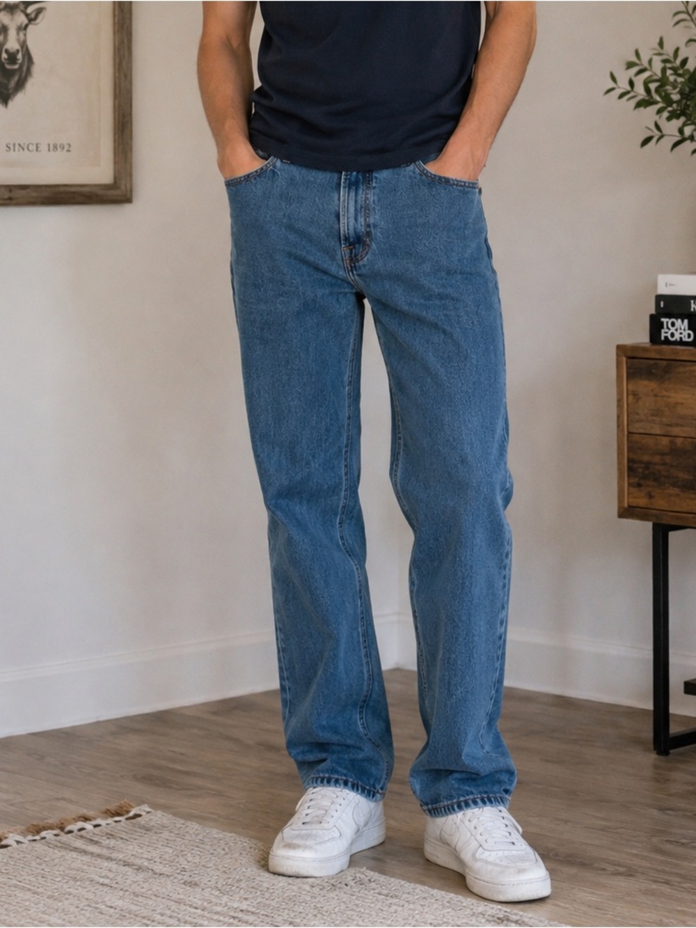 Abercrombie & Fitch Men’s Vintage Stretch Straight Jeans 36x34 Medium Wash